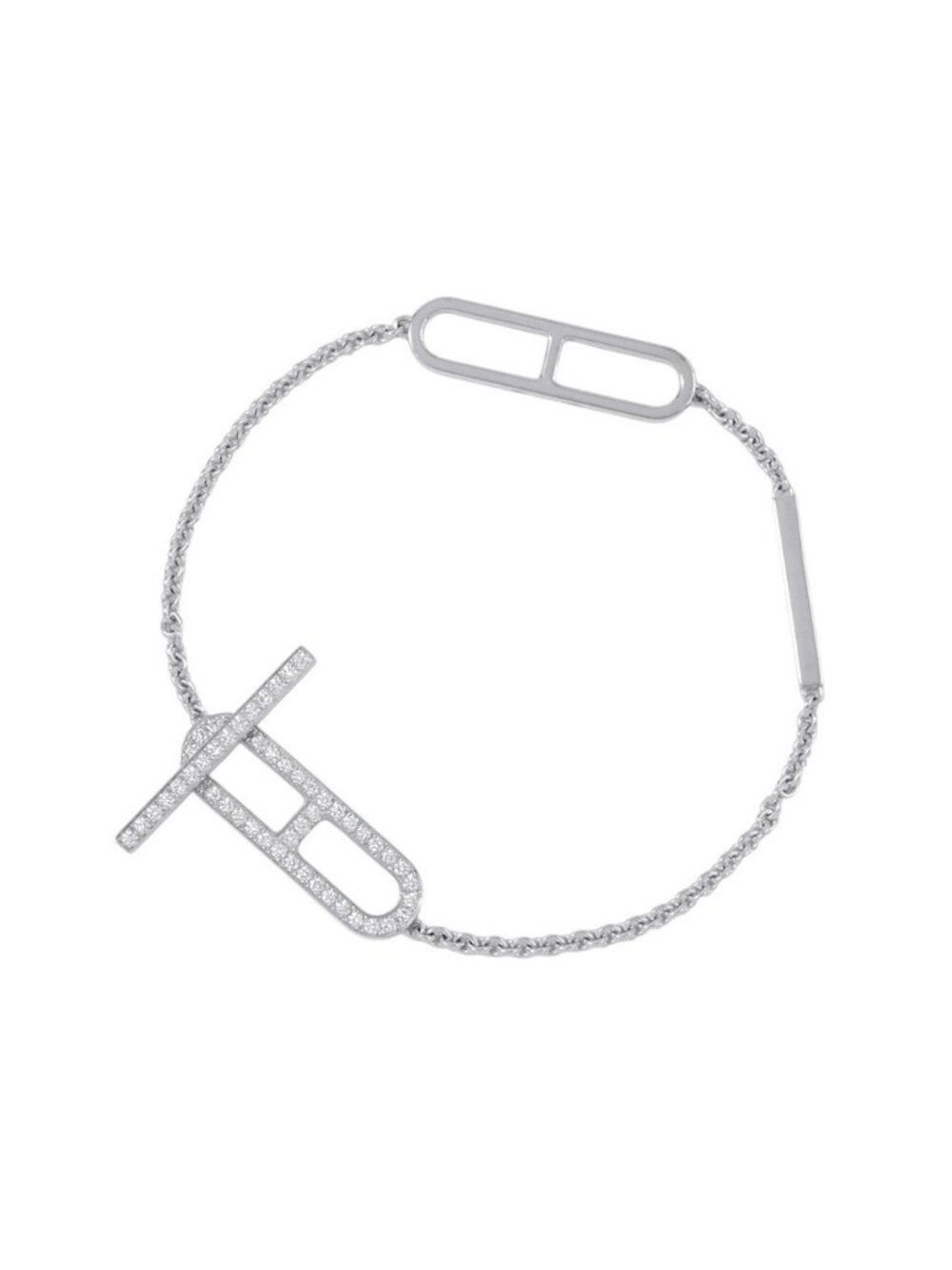 Hermes Bracelet Chaine D'ancre Diamond Total 18k White Gold - Picture 1 of 10